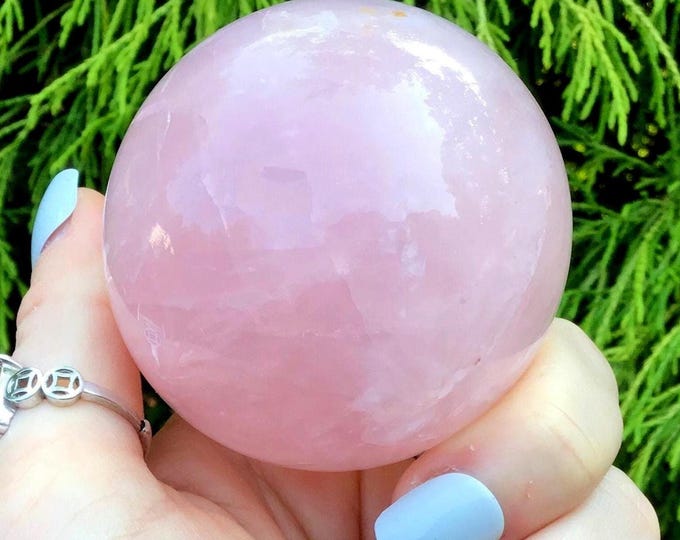 Rose Quartz Crystal Ball ~ 9.4 oz. ~ 2" Wide ~ Sparkling Pink Polished Sphere ~Beautiful Reiki Altar Display