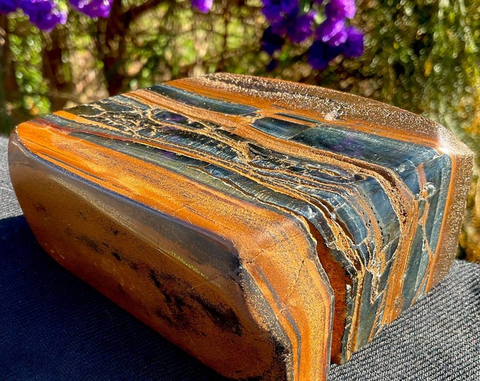 Tigers Eye Freeform Crystal ~ 1 Lb. 10 oz. ~ 4" Long ~ Sparkling Polished Golden-Red-Brown Black Colors ~ Solar Plexus Chakra Stone, Reiki