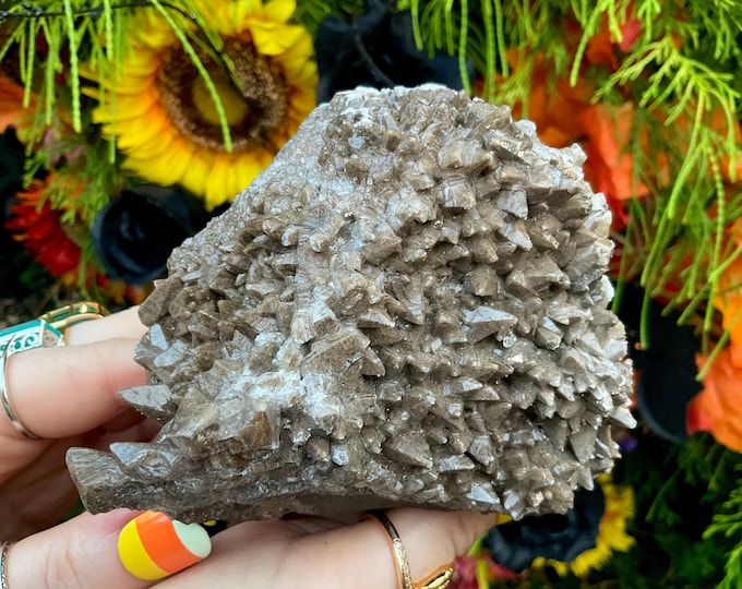 Cave Calcite Crystal Cluster ~ Large 1 Lb. 4 oz. ~ 4" Long ~ Natural Display Mineral on Matrix ~ Sparkling Points ~ Fast & Free Shipping USA