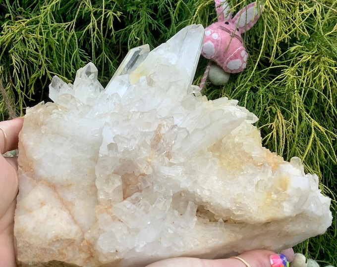 Clear Quartz Crystal Cluster ~ Large 5 Lb. 15 oz. ~ 8" Long ~ Golden Healer ~ Display, Centerpiece~ Fast & Free Shipping ~ USA