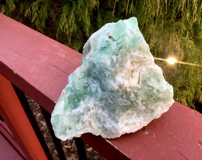 Green Fluorite Crystal Cluster ~ Large 2 Lb. 5 oz. ~ 4" Tall ~ White Mineral Matrix ~ Cubic Formations ~ Fast Shipping from USA, Tariff Free