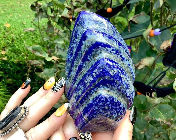 Lapis Lazuli Freeform Crystal ~ Large 1 Lb. 6 oz. ~ 3" Tall ~ Sparkling Deep Blue Color ~ Polished to Perfection ~ Fast & Free Shipping, USA