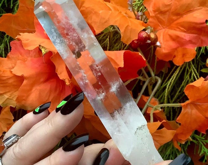 Ultra Clear Quartz High Altitude Himalayan Crystal Wand ~ Large 3.5 oz. ~ 5" Long ~ Museum Quality ~ Metaphysical Home Decor, Reiki, Altar