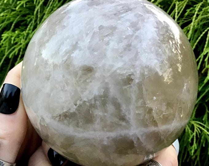 Citrine Crystal Ball ~ Large 3 lb. Golden Banded Sphere ~ 4" Wide ~ Polished Quartz Sphere ~ Stunning, Shimmery, Sparkly Golden Inclusions
