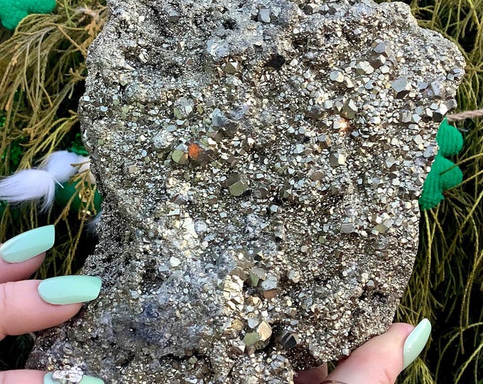 CLEARANCE! ~ Sparkly Pyrite Crystal Cluster ~ Large 3 lb. 15 oz. ~ 5" Long ~ Crystal Goddess 888 Collection ~ Fast & Free Shipping