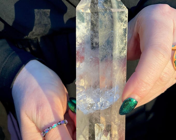 High Altitude Himalayan Ultra Clear Quartz Crystal Wand ~ Large 13 oz. ~ 6" Long ~ Museum Quality Point ~ Water Clear Sparkling Inclusions