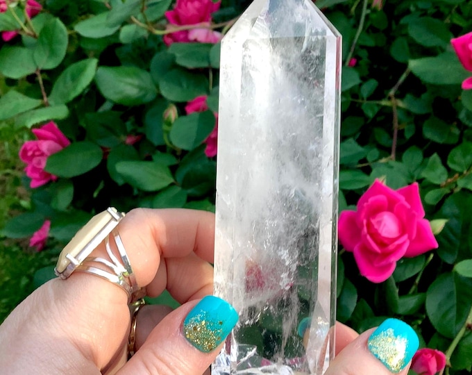 High Altitude Himalayan Clear Quartz Crystal Point ~ Large 7 oz. ~ 5" Long ~ Museum Quality Wand ~ Sparkling Inclusions ~ Fast Shipping, USA