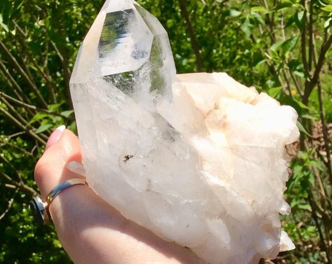 Clear Quartz Crystal Cluster ~ 2 Lb. ~ 5" Tall ~ Stunning Clear Point on White Matrix ~ Natural Home Decor, Office, Fast & Free Shipping