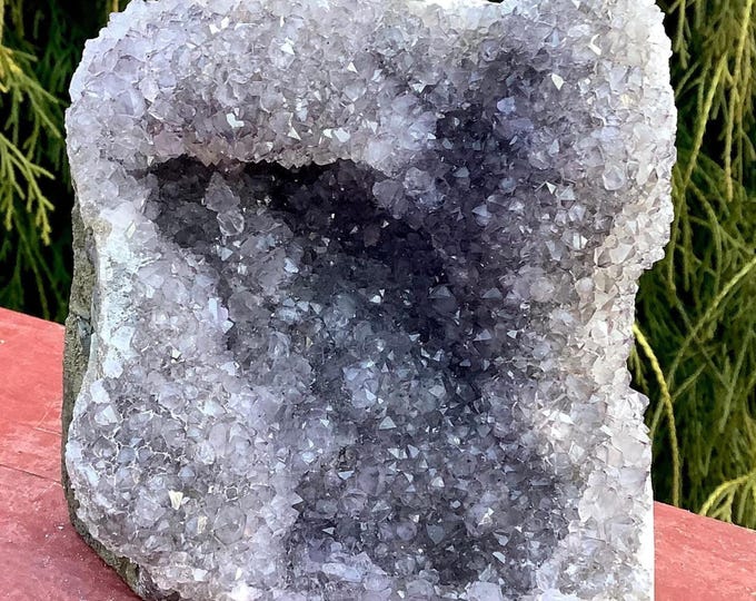 Amethyst Crystal Cluster ~ Large 1 lb. 5 oz. ~ 4" Tall ~ Crown Chakra Reiki Altar Display ~ Metaphysical Home Decor ~ Fast & Free Shipping ~