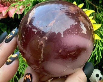 Bola de cristal de jaspe mookaite ~ 1 libra 7 onzas ~ 3 pulgadas de ancho ~ Esfera colorida roja, amarilla y rosa ~ Envío rápido y gratuito, EE. UU. + Envío global ~