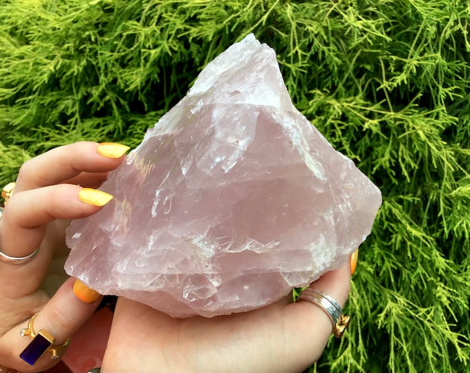 Rose Quartz Crystal Cluster ~ Large 3 Lb. 8 oz. ~ 5" Tall ~ Sparkling Natural Baby Pink Colors ~ Unpolished Crystal Specimen ~ Reiki Stone