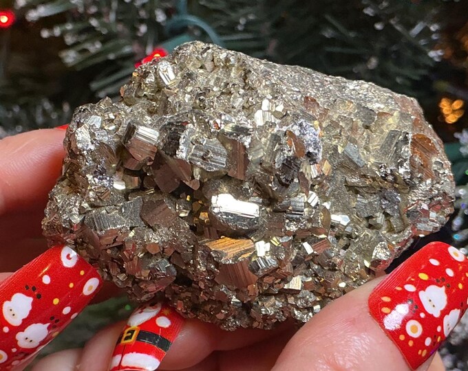 CLEARANCE! ~ Pyrite Crystal Cluster ~ Large 11 oz. ~ 3" Long ~ Super Sparkling Golden Specimen ~ Meditation Stone, Altar Feng Shui