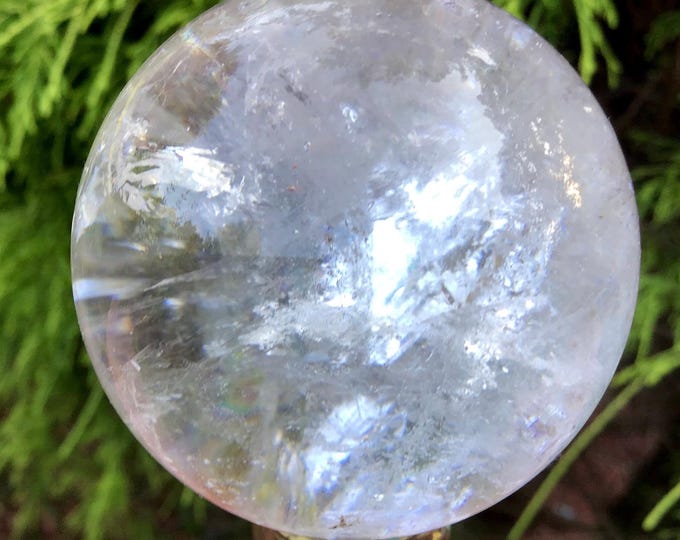 Clear Quartz Crystal Ball ~ 6.8 oz. ~ 2" Wide ~ Sparkling Rainbows ~ 7 Chakra Reiki Altar, Feng Shui Display ~ Fast & Free Shipping, U.S.A ~