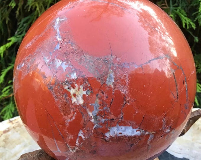 Red Jasper Crystal Ball ~ Large 4 Lb. ~ 4" Wide ~ Feng Shui Décor, Reiki, Altar, Display ~ Fast & Free Shipping ~ Root Chakra Altar Display