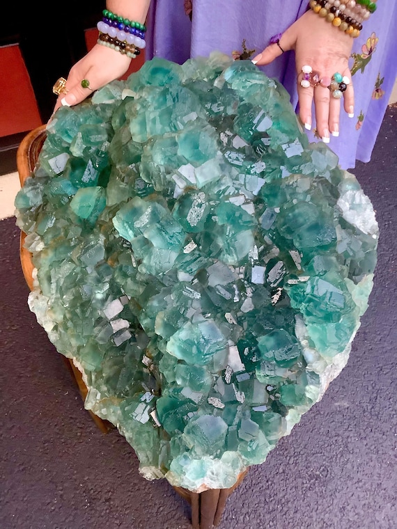 天然水色水晶 Blue Fluorite Crystal Cluster ~ Massive 110 Lb. ~ 22