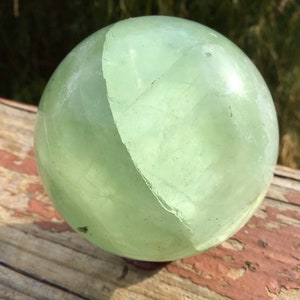 Green Fluorite Crystal Ball ~ 14.7 oz. ~ 2 1/2&quot; Wide ~ Glowing Bright Green Polished Sphere ~ Perfect Handheld Size ~ Fast & Free Shipping