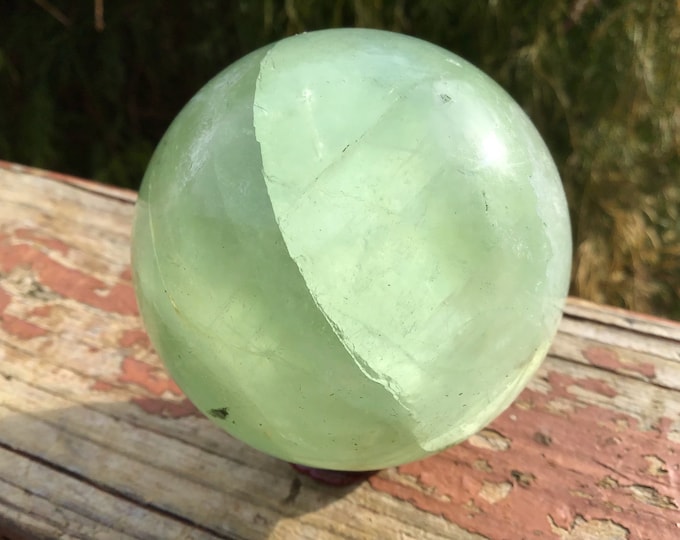 Green Fluorite Crystal Ball ~ 14.7 oz. ~ 2 1/2" Wide ~ Glowing Bright Green Polished Sphere ~ Perfect Handheld Size ~ Fast & Free Shipping