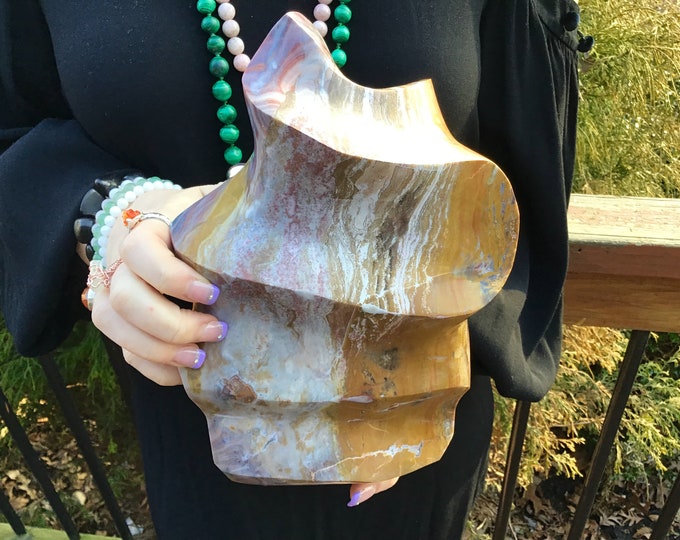 Polychrome Jasper Flame ~ Large 12 Lb. 6 oz. ~ 10" Tall ~ Big Colorful Polished Stone ~ Displays Beautifully