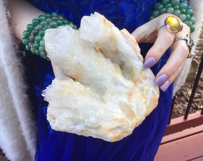 Golden Healer Elestial Quartz Crystal Cluster ~ Large 2 Lb. 5 oz. ~ 4" Tall ~ Rare Big Multi Points ~ Stunning Tibetan Display Specimen ~