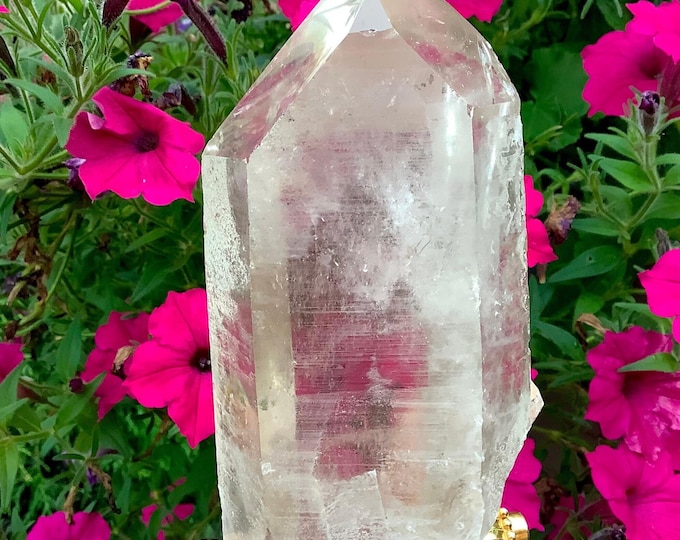 Himalayan Healing Quartz Crystal Point ~ Large 1 Lb. 3 oz. ~ Ancient Striations ~ 4" Long ~ Sparkling Rainbow Inclusions