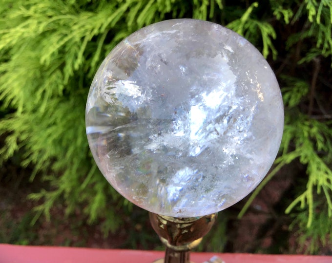 Clear Quartz Crystal Ball ~ 6.8 oz. ~ 2" Wide ~ Sparkling Rainbows ~ 7 Chakra Reiki Altar, Feng Shui Display ~ Fast & Free Shipping, U.S.A ~