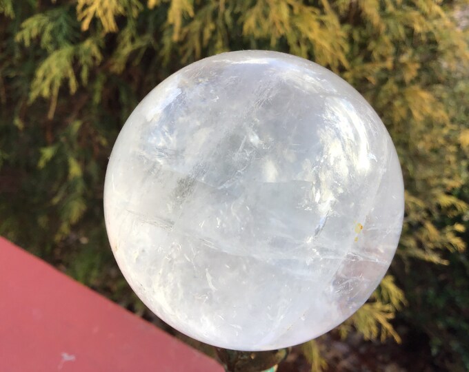 Clear Quartz Crystal Ball: Large 2.5" Sphere with Rainbow Inclusions
