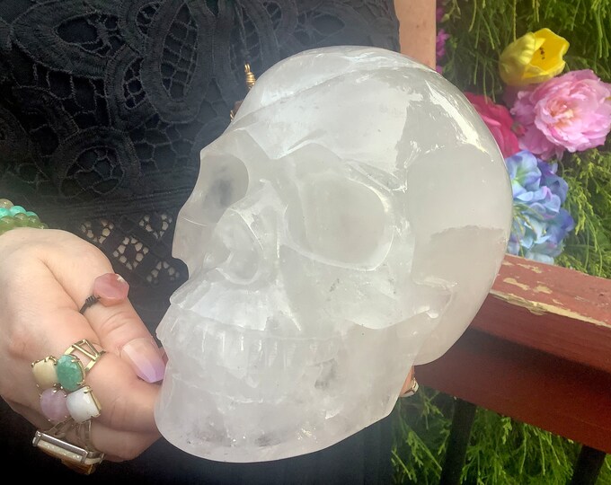 Clear Quartz Crystal Skull ~ Large 7 Lb. 2 oz. ~ 6" Long ~ High Quality Hand-Carved Life-Size ~ Sparkling Inclusions ~ Fast & Free Shipping