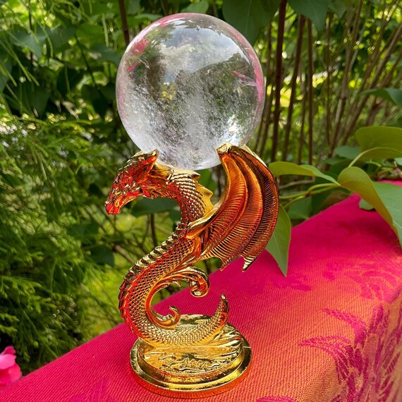 クリスタルボール水晶玉 金色スタンド付き、ヴィンテージ クリスタルボール水晶玉 金色スタンド付き、ヴィンテージ クリスタル