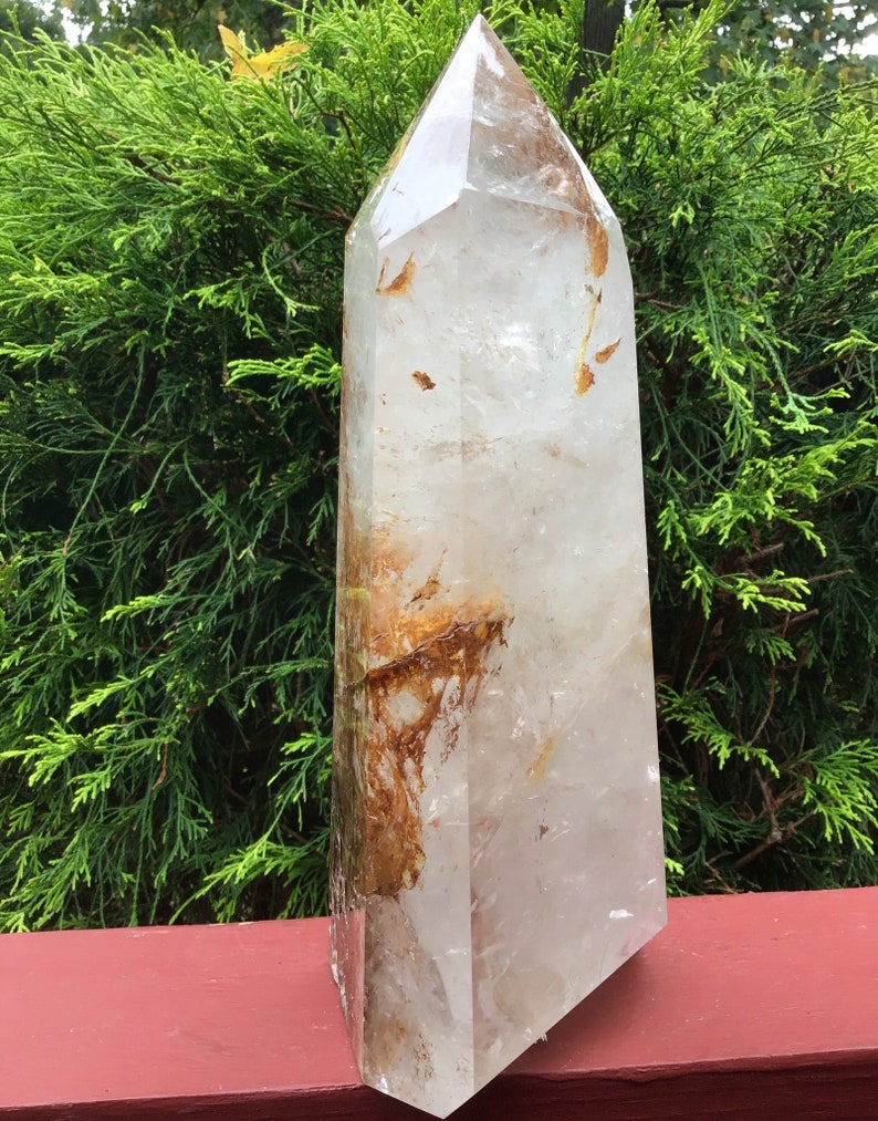 Clear Quartz Crystals Large 8 lb. 14 oz. Generator 11 Tall Golden Healer Sparkling Silver Inclusions Big Free-Standing Tower image 7