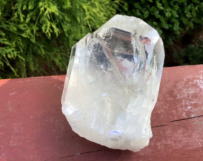 Clear Quartz Crystal Chisel Point: Rainbow Inclusions, Reiki Altar Stone