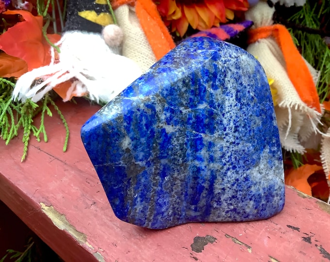 Lapis Lazuli Freeform Crystal ~ Large 14 oz. ~ 3 1/2" Long ~ Sparkling Deep Blue Color ~ Reiki, Altar Display ~ Polished to Perfection