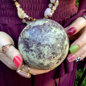 Lepidolite Crystal Ball ~ Large 2 Lb. ~ 4&quot; Wide Sphere ~ Sparkling Lilac Colors ~ Natural Home Decor ~ Free & Fast Shipping from U.S.A. ~