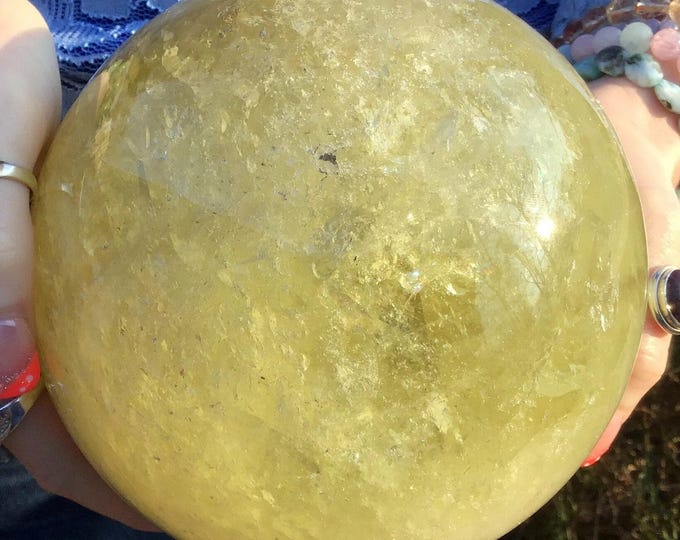 Citrine Crystal Ball ~ Large 7 Lb. ~ 5" Wide ~ Sparkling Polished Sphere ~ Natural Golden Sunshine Yellow Colors ~ Fast Shipping from U.S.A