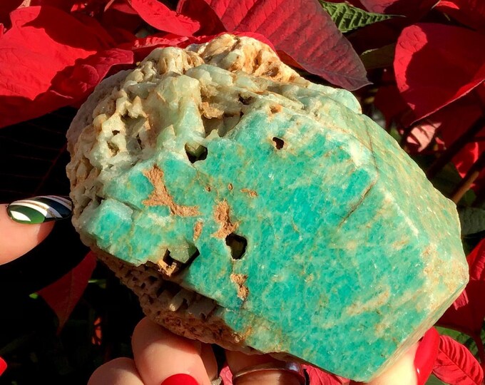 CLEARANCE! ~ Ethiopian Amazonite Crystal Cluster ~ Large 1 Lb. 12 oz. ~ 4" Long ~ Natural Blue Green Mineral ~ Rare Collector's Specimen