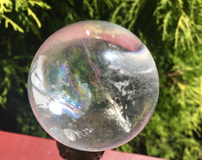 Clear Quartz Crystal Ball ~ 3.8 oz. ~ 1" Wide Polished Sphere ~ Ultra Stunning Sparkling Silver Inclusions