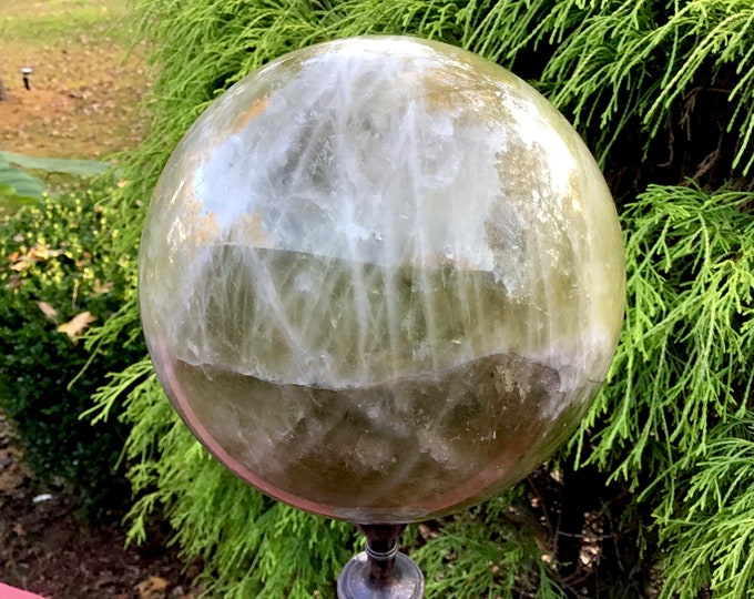 Citrine Crystal Ball ~ Large 12 lb. 7 oz. Polished Quartz Sphere ~ 6" Wide  ~ Sparkling Banded Golden Inclusions ~ Fast & Free Shipping