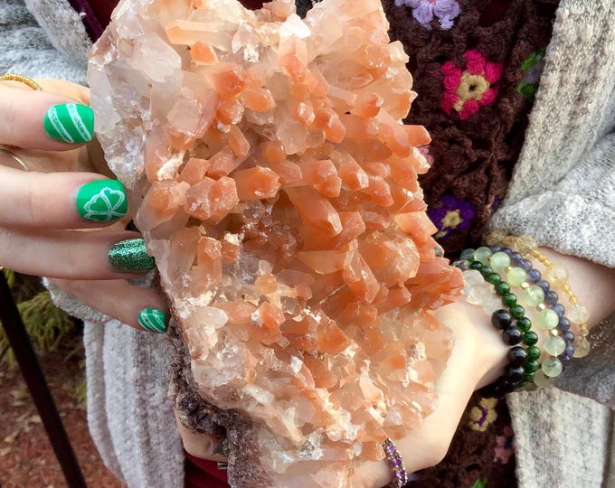 CLEARANCE! ~ Red Phantom Quartz Crystal Cluster - Large 3 Lb. 14 oz. ~ 6" Long ~ Sand Inclusions ~ Kundalini, Root Chakra Crystal