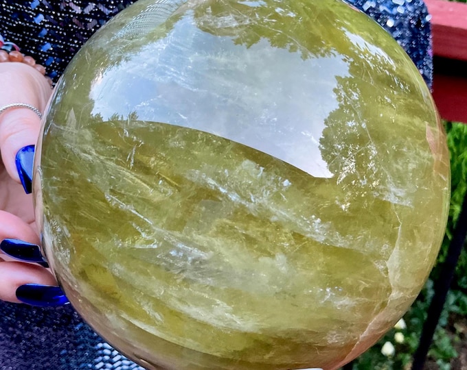 Citrine Crystal Ball ~ Large 8 lb. 8 oz. ~ 5" Wide ~ Golden Yellow Quartz Sphere ~ Sparkling Colorful Rainbow Inclusions ~ Fast Shipping ~