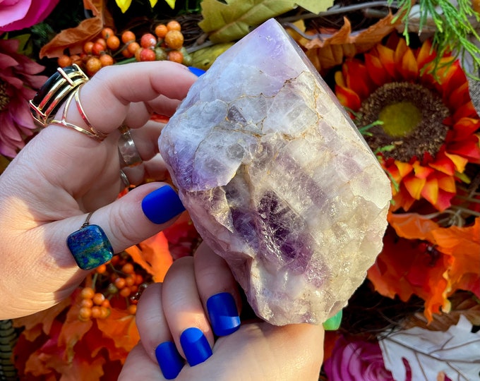 Chevron Amethyst Crystal Point ~ 1 Lb. 11 oz. ~ 5" Long ~ Gorgeous Purple Raw Mineral Specimen ~ Feng Shui, Reiki, Altar ~ Fast Shipping