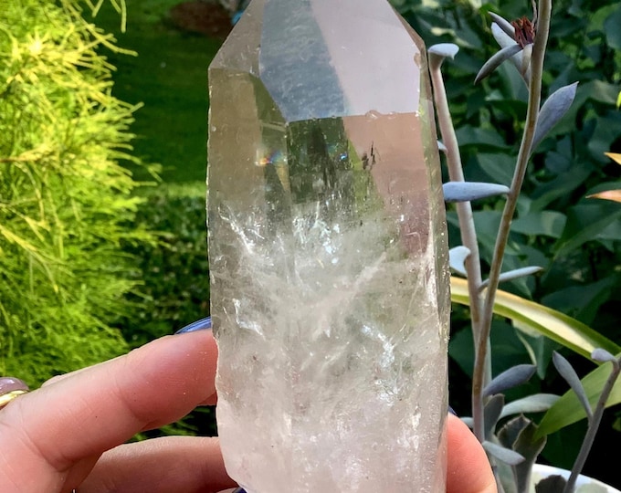 Clear Quartz Crystal ~ 10 oz. ~ 4 1/2" Long ~ Large Lemurian Point ~ Meditation, Reiki Healing, Altar Display ~ Metaphysical Home Decor ~