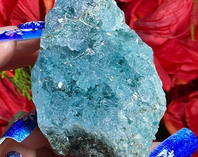 Blue Fluorite Crystal Cluster ~ 6 oz. ~ 3" Long ~Translucent Cubic Formation