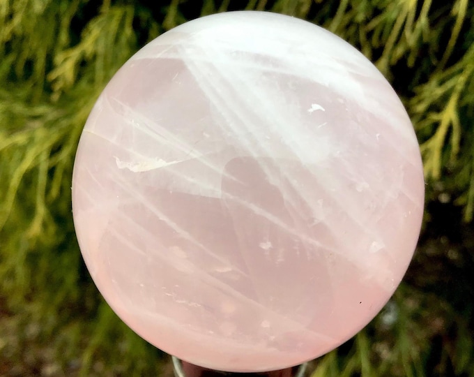 CLEARANCE ~ Rose Quartz Crystal Ball ~ 6 oz. ~ 2" Wide ~ Heart Chakra Altar Display, Love and Beauty Metaphysical Home Decor