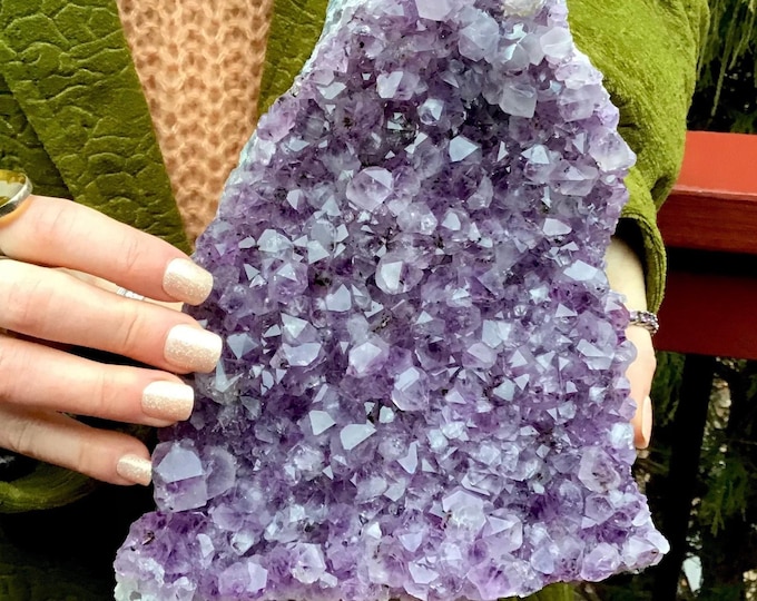 CLEARANCE! ~ Amethyst Crystal Cluster ~ Large 4 lb. 10 oz. ~ 8" Long ~ Reiki Display ~ Beautiful Purple Quartz Points