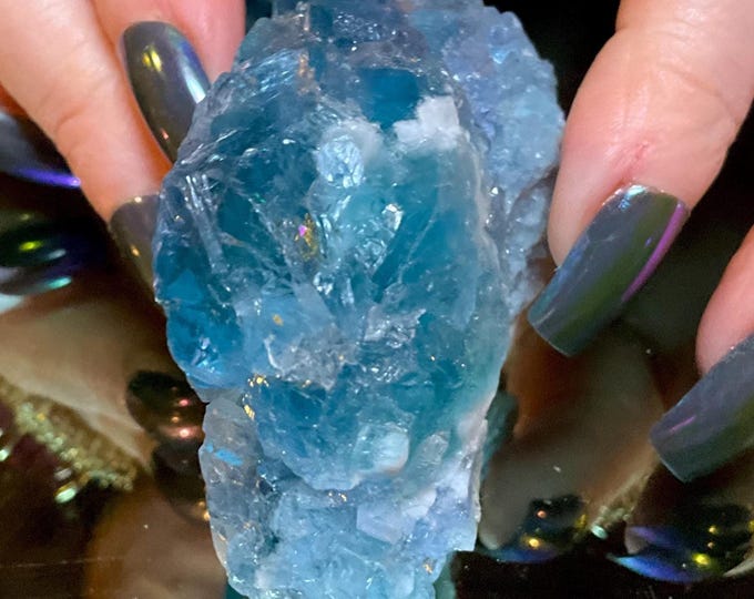 Blue Fluorite Crystal Cluster ~ 4 oz. ~ 2" Long ~Translucent Cubic Formation