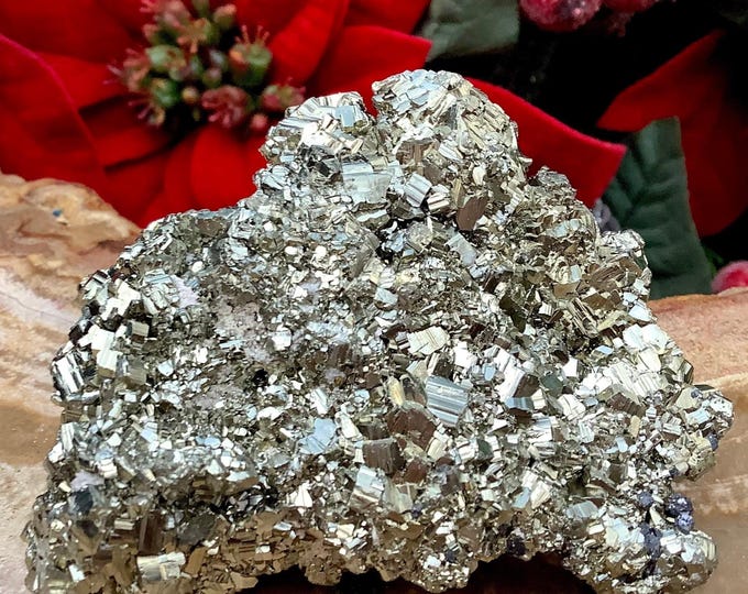 CLEARANCE! ~ Pyrite Crystal Cluster ~ Large 11 oz. ~ 3" Long ~ Super Sparkling Golden Specimen ~ Meditation Stone, Altar Feng Shui