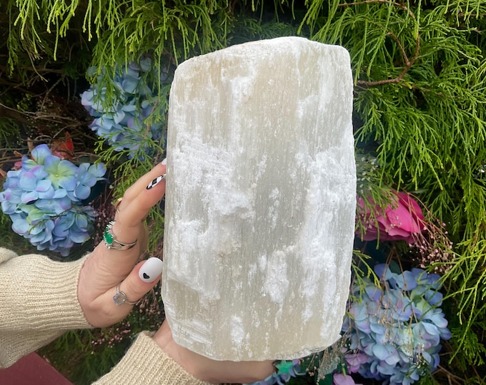 Selenite Crystal ~ Large 9 Lb. ~ 8" Tall ~ Beautiful White Shiny Iridescent Gypsum Display Specimen ~ Fast & Free Shipping ~ TARIFF FREE USA