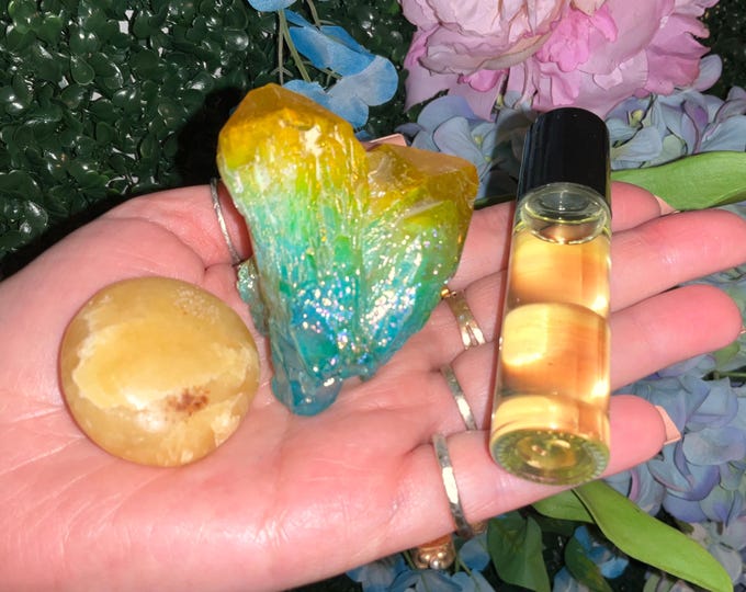Solar Infusion ~ Crystal Goddess 888 Exclusive Set ~ Combining Poetry, Scent and Crystals for a Multi-Sensory Experience ~