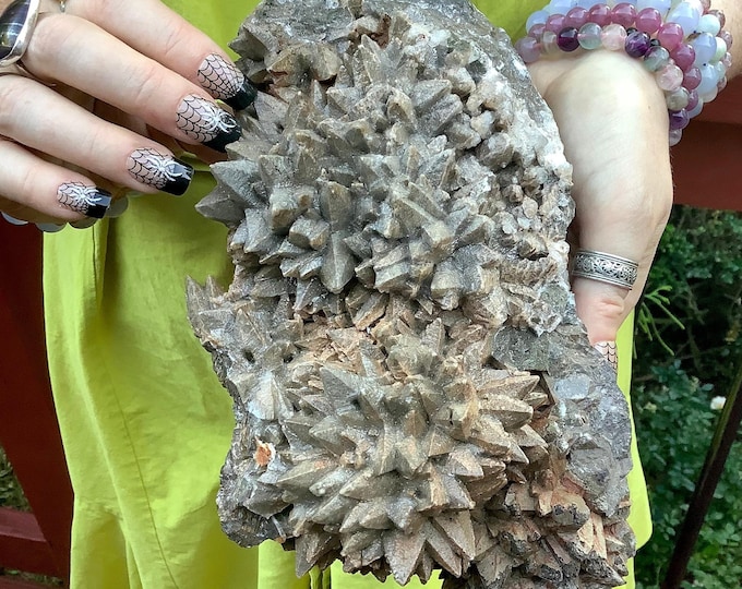 Cave Calcite Crystal Cluster ~ Large 2 Lb. 8 oz. ~ 9" Long ~ Natural Display Mineral on Matrix ~ Sparkling Points