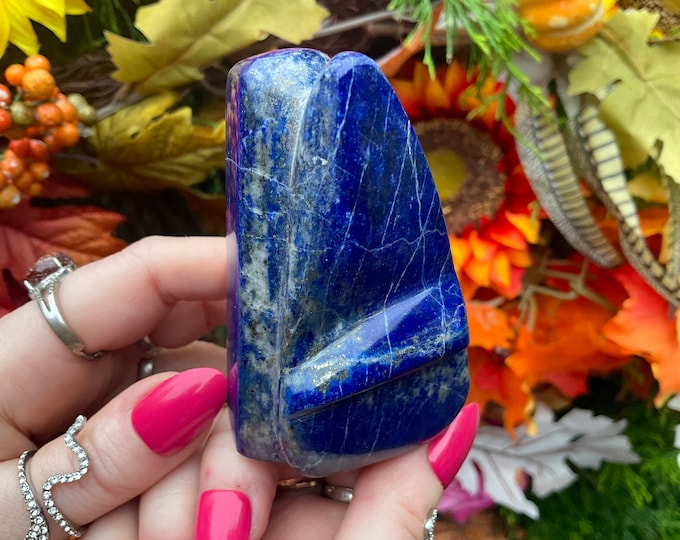 Lapis Lazuli Freeform Crystal ~ Large 6 oz. ~ 3" Long ~ Sparkling Indigo Blue Color ~ Reiki, Altar Display ~ Fast & Free Shipping, U.S.A. ~