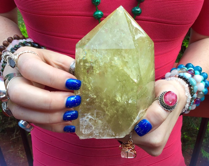 Citrine Crystal Generator ~ Large 1 lb. 12 oz. ~ 5" Tall Polished Tower ~ Sparkling Natural Yellow Golden Colors ~ Fast & Free Shipping